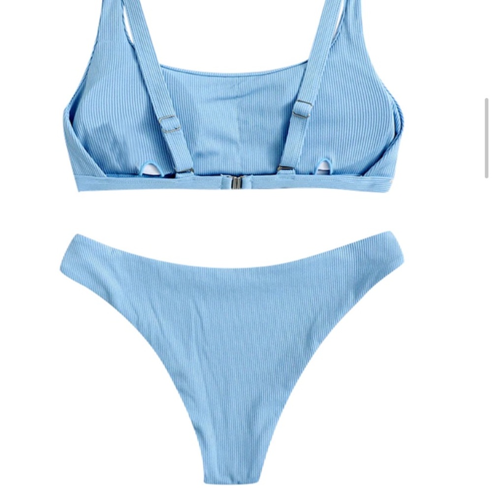 Light Blue Ribbed Bikini - Picture 3 of 5